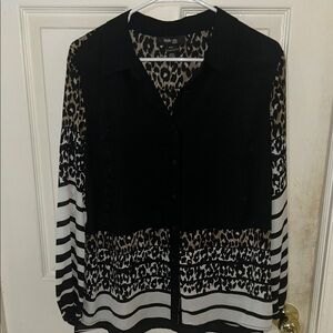 Style & Co. Black and White Animal Print Button Down Shirt